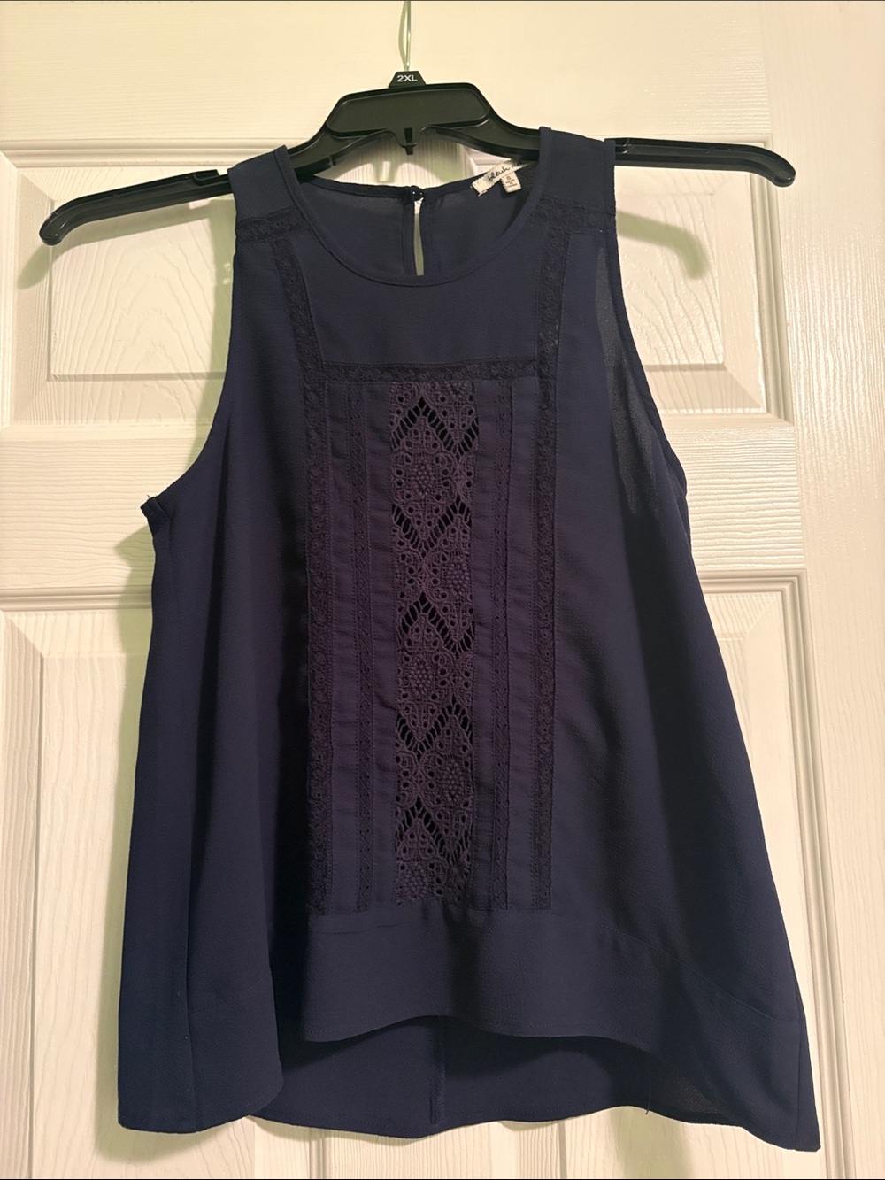 bleuh ciel Dark Blue Crochet-Front Sleeveless Camisole